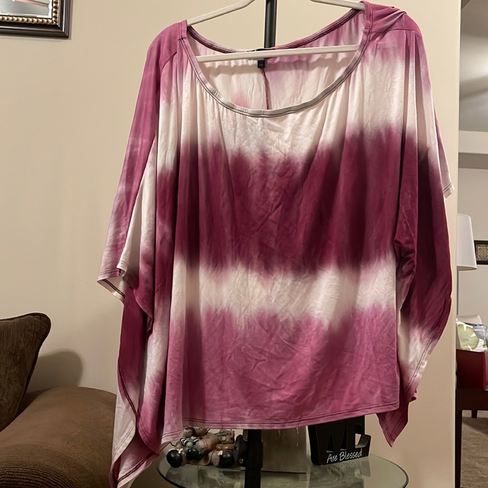 Plum & White Blouse